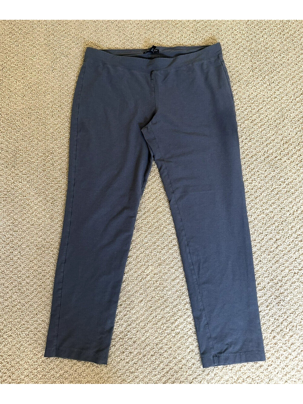 Eileen Fisher Gray Viscose Stretch Pull On Ankle Pants Womens Tapered Leg Size M